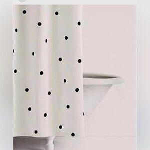 NWOT Kate Spade shower curtain deco polka dot black white heavyweight cotton Fun